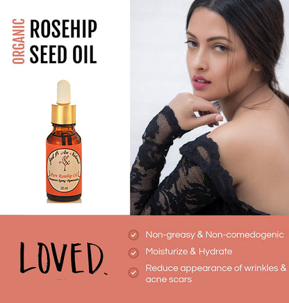 Wild Rosehip Oil information with a picture of Rhea Sen